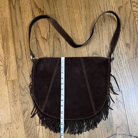 Vintage Polo Ralph Lauren Bag /Suede/Fringed/Saddlebag Style/Chocolate Brown - Picture 8 of 10